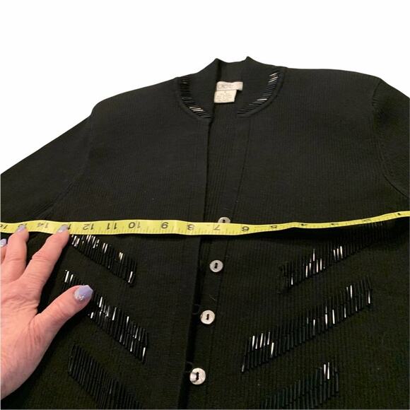Cache black sweater sequin embellishments collar sleeve and front. S - Picture 9 of 14